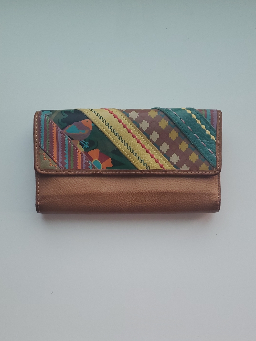 Brown Multi-Pattern Women's Leather Wallet